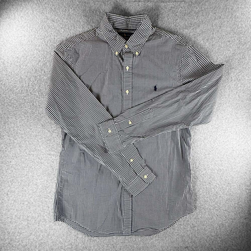Ralph Lauren Slim Fit Stretch Poplin Shirt Mens Large Navy Gingham Check